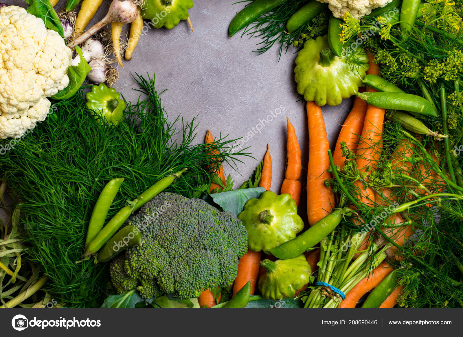 Frisches Gemuse Karotten Grune Erbsen Blumenkohl Brokkoli