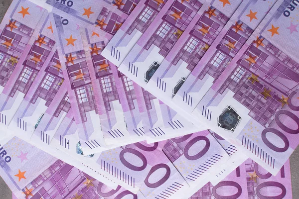 Fondo Dinero Quinientos Billetes 500 Euros Billetes Pila Vista Superior —  Fotos de Stock