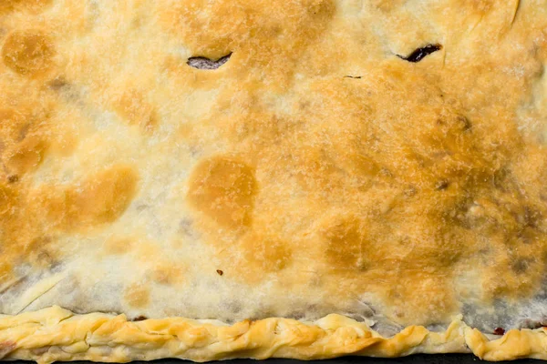 Délicieuse Pomme Maison Avec Fond Tarte Aux Cerises Dans Plaque — Photo