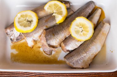 hake balık limon ile ham filleting baharat tava pişirme