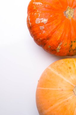 beyaz izole iki büyük portakal ve sarı kabak