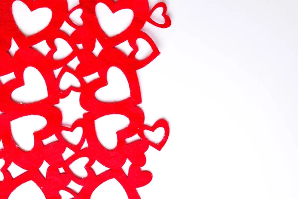 Rote Herzen Auf Weißem Tisch Februar Liebe Unkrautbekämpfungskonzept — Stockfoto