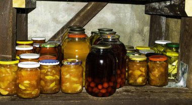 Kavanoz turşu sebze, meyve, komposto, vişne suyu, domates, Preserved gıda çeşitliliği ile