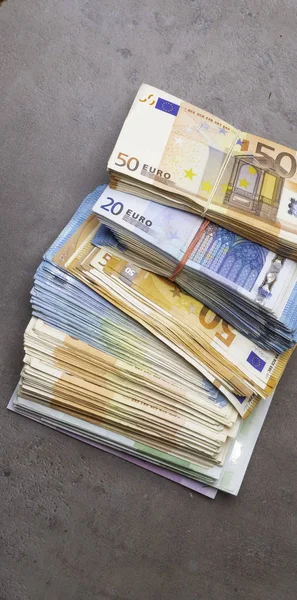 Dinero Efectivo Varios Euros Billetes Concepto Éxito Suerte Ganar —  Fotos de Stock