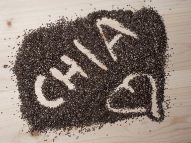 Chia tohum. Chia tohumlarından yapılan chia kelime