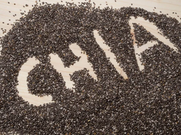 Chia seeds. Chia word made from chia seeds