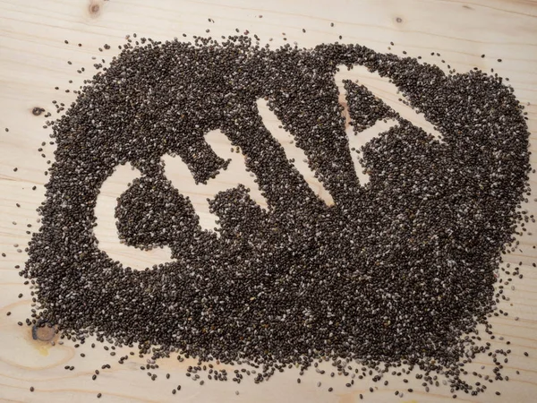 Chia seeds. Chia word made from chia seeds