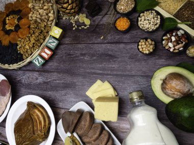 Çinko içeren maddeler. Sağlıklı bir diyet kavramı.