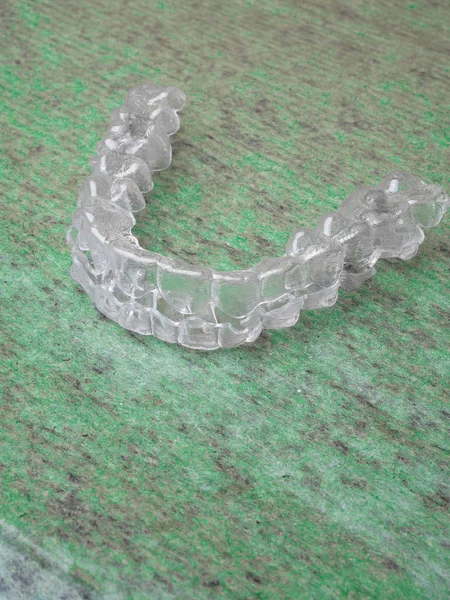 Inivisalign Braces Aligner Way Have Beautiful Smile White Teeth Green — Stock Photo, Image