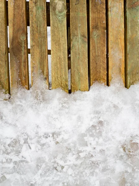 Texture Legno Marrone Con Fiocchi Neve Esso Sfondo Invernale — Foto Stock