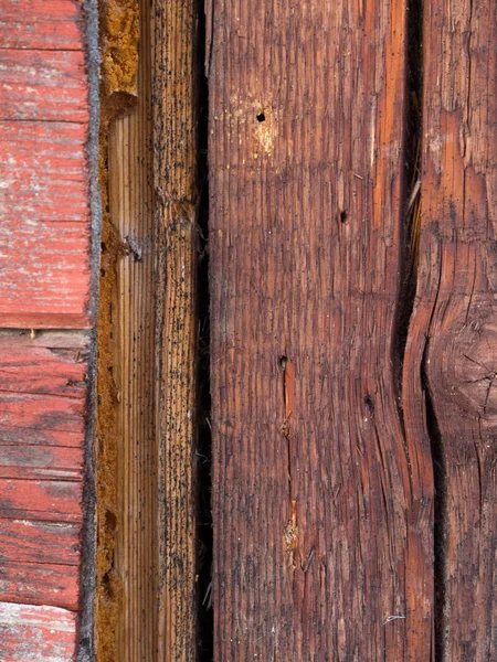 Szutykos Vörös Festék Fából Készült Fal Textúra Régi Szüreti Háttérben — Stock Fotó