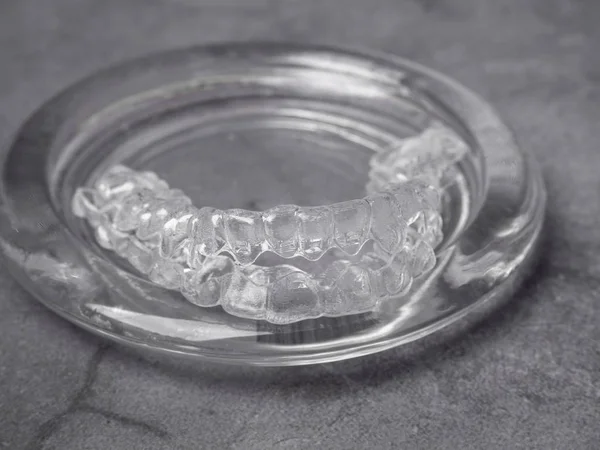 Teeth Aligners Invisible Brackets Glass Shine Smile Concept — Stock Photo, Image