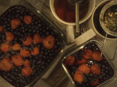 yumuşak sis bulanık karışık jöle çilek Çilek, yaban mersini, yaban mersini