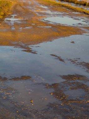 derin lastik izleri olan kirli kırsal yol