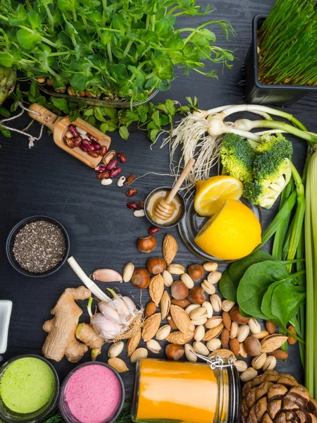 Gesunde ernährung saubere ernährung auswahl oder super food vegetarisches ernährungskonzept — Stockfoto