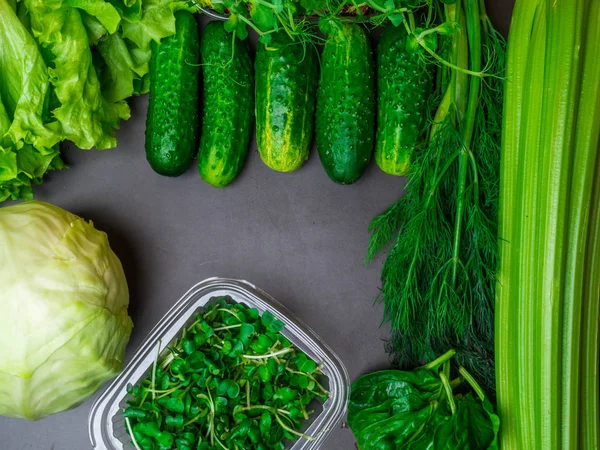 Fresh green vegetables. Detox, diet or healthy food concept