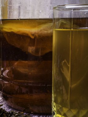 Kombucha superfood pro biyotik içecek arka plan