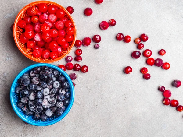 ripe forest berries - cranberries and blueberries