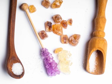 Şeker, kahverengi şeker ve beyaz, renkli, kopya alanı çeşitli