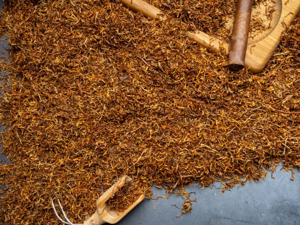 Tobacco texture. High quality dry cut tobacco leaf, close up, background — Φωτογραφία Αρχείου