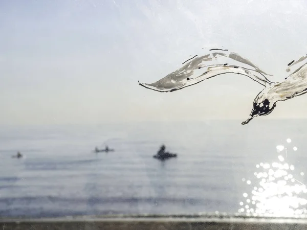 Sea gulls on the sea, summer vibes — Stock Photo, Image