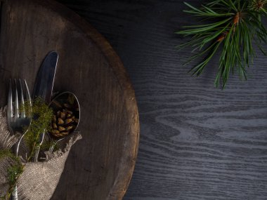 Noel masa yeri ayarı, vintage, kopya alanı