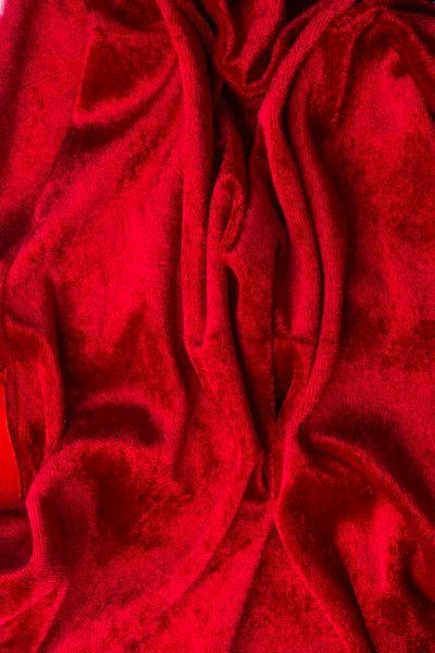 Який Розкішний Червоний Оксамитовий Тканинний Фон Крупним Планом — стокове фото