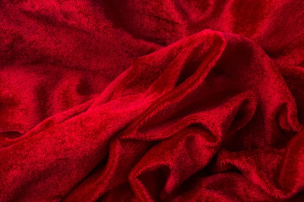 Soft Luxurious Red Velvet Fabric Background Close — Stock Photo, Image