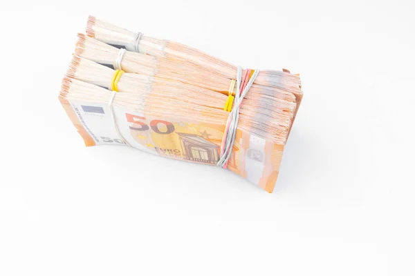 Stapel Eurobankbiljetten Geld Grote Wad Packs — Stockfoto