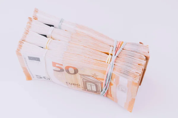 Stapel Eurobankbiljetten Geld Grote Wad Packs — Stockfoto