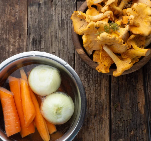 Vejetaryen mantar çorbası, kopyalama alanı, üst görünüm