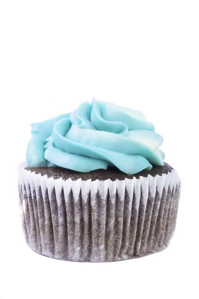 Cupcake Chocolate Magdalena Con Mantequilla Azul Crema Queso Vacaciones Concepto — Foto de Stock