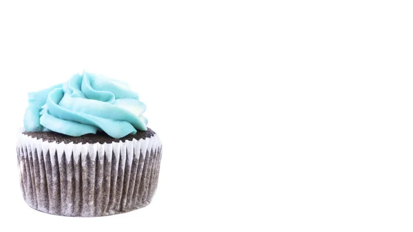 Ein Schokoladen Cupcake Oder Muffin Mit Blauer Butter Und Käsecreme — Stockfoto