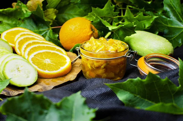 Delicious homemade zucchini jam — Stock Photo, Image