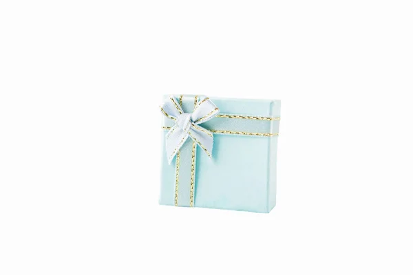 Isolated Blue Gift Boxes White Background Selective Focus — Stock Photo, Image