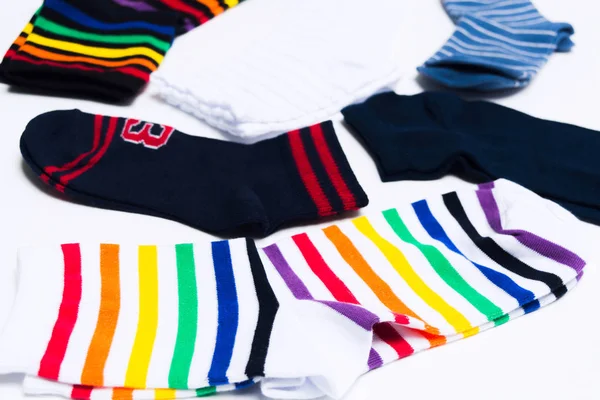 Ander materiaal textiel sokken voor benen op witte achtergrond — Stockfoto