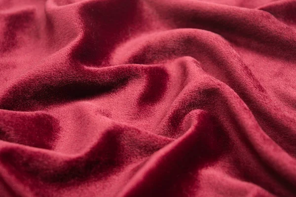 Texture velluto rosso con onde. Focus selettivo — Foto Stock