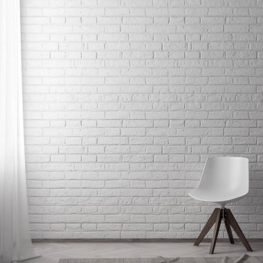 Poster çerçevesi tuğla duvar, 3d çizim ile yenilikçi iç arka plan dalga