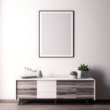 Poster çerçevesi iç, modern tarzı, 3d çizim kadar alay