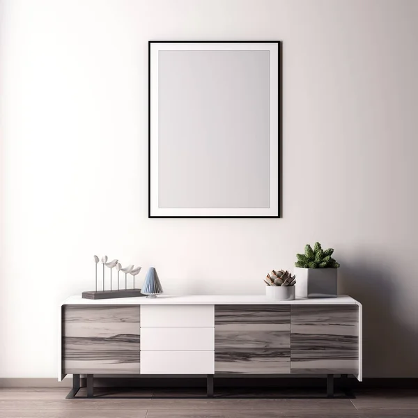 Mock up verlichte wissellijst in interieur, moderne stijl, 3d illustratie — Stockfoto