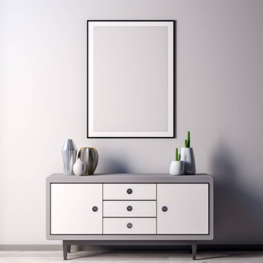 Poster çerçevesi iç, modern tarzı, 3d çizim kadar alay
