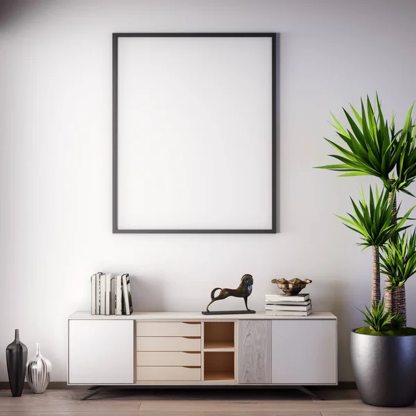 Poster çerçevesi iç, modern tarzı, 3d çizim kadar alay