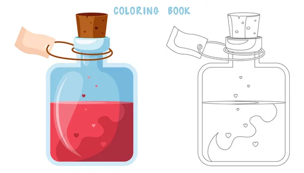 Livre Colorier Illustration Flacons Avec Potion Potion Jeu Coloriage Fioles — Image vectorielle