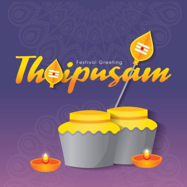 Thaipusam or Thaipoosam. A festival celebrated by the Tamil community with procession and offerings clipart