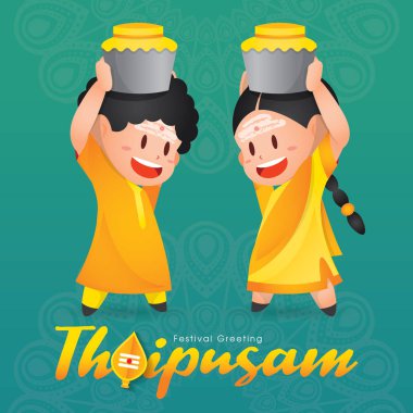 Thaipusam or Thaipoosam. A festival celebrated by the Tamil community with procession and offerings clipart