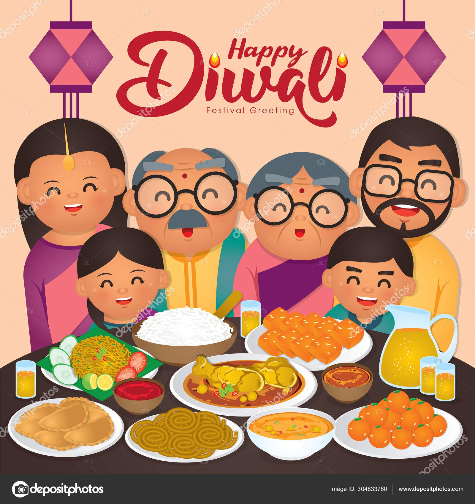 Diwali with child Vector Art Stock Images | Depositphotos