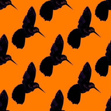 Sinek kuşuyla dikişsiz suluboya desen. Renkli sinekkuşu desenli suluboya çizimi her türlü tasarım için. Kusursuz kumaş dokusu.