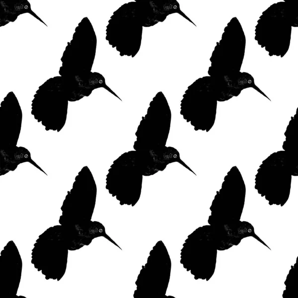 Akvarell Zökkenőmentes Minta Kolibri Akvarell Illusztráció Színes Kolibri Bármilyen Design — Stock Fotó