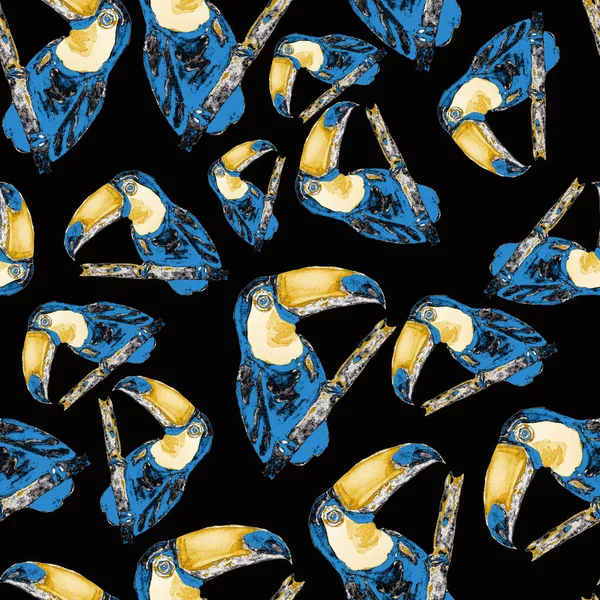 Aquarell Nahtloses Muster Mit Tukan Sommer Tropische Illustration Nahtlos Abstrakter — Stockfoto