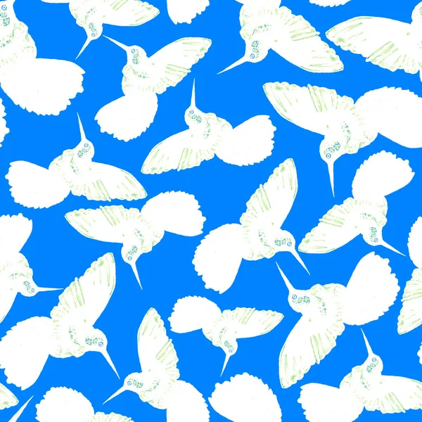 Akvarell Sömlöst Mönster Med Kolibri Akvarell Illustration Med Färgglada Kolibri — Stockfoto
